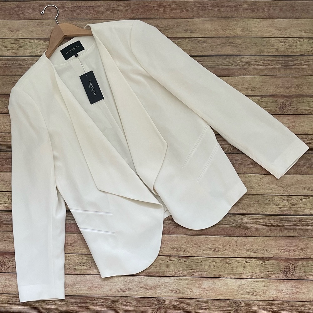 Lafayette 148 White Waterfall Open Blazer - NWT - 16